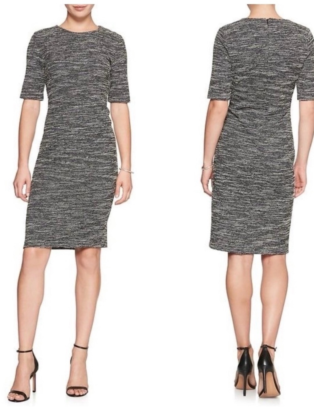 Banana Republic Gray Heathered Knit Midi Dress